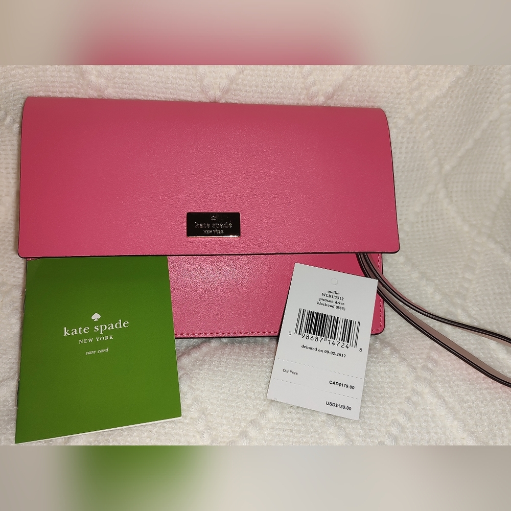 Kate Spade NWT Mollie Leather Wristlet Clutch Large 2 Tone Pink (7"x5") (W15)